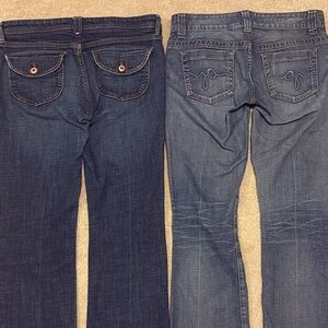 Guess Women's Boot Cut Jeans - Dark Blue and Light Blue